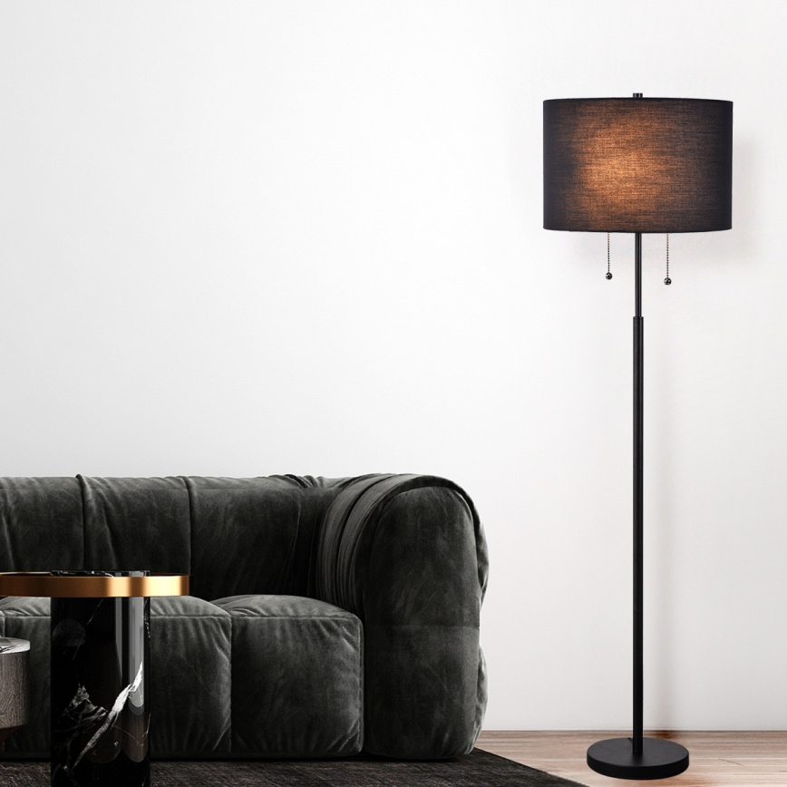 Candeeiro de pé FOGO 2xE27/15W/230V preto