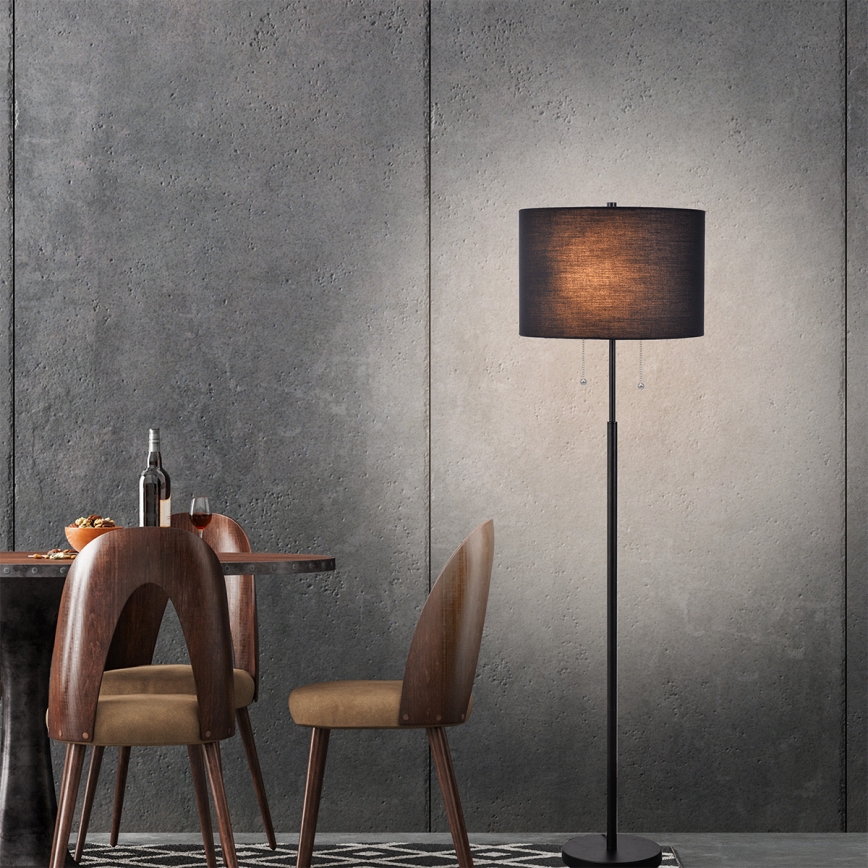 Candeeiro de pé FOGO 2xE27/15W/230V preto