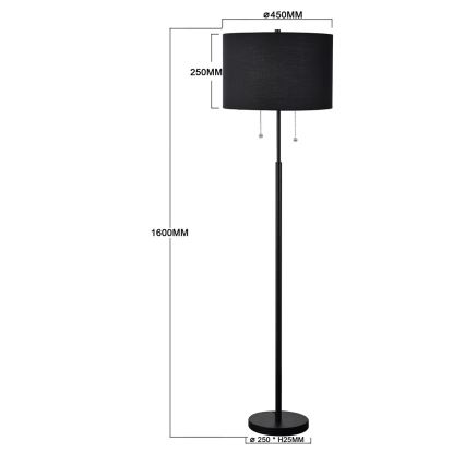 Candeeiro de pé FOGO 2xE27/15W/230V preto
