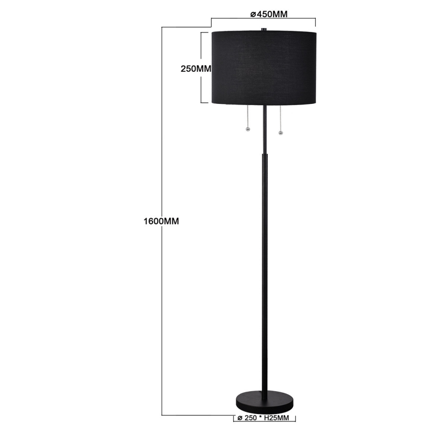 Candeeiro de pé FOGO 2xE27/15W/230V preto