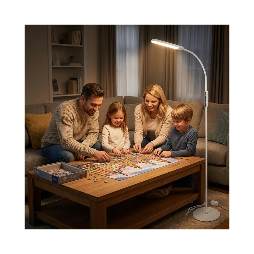 Candeeiro de pé LED dimerizável TEILO LED/10W/230V 3000/4000/6500K branco + controlo remoto