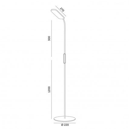 Candeeiro de pé LED dimerizável TEILO LED/10W/230V 3000/4000/6500K branco + controlo remoto