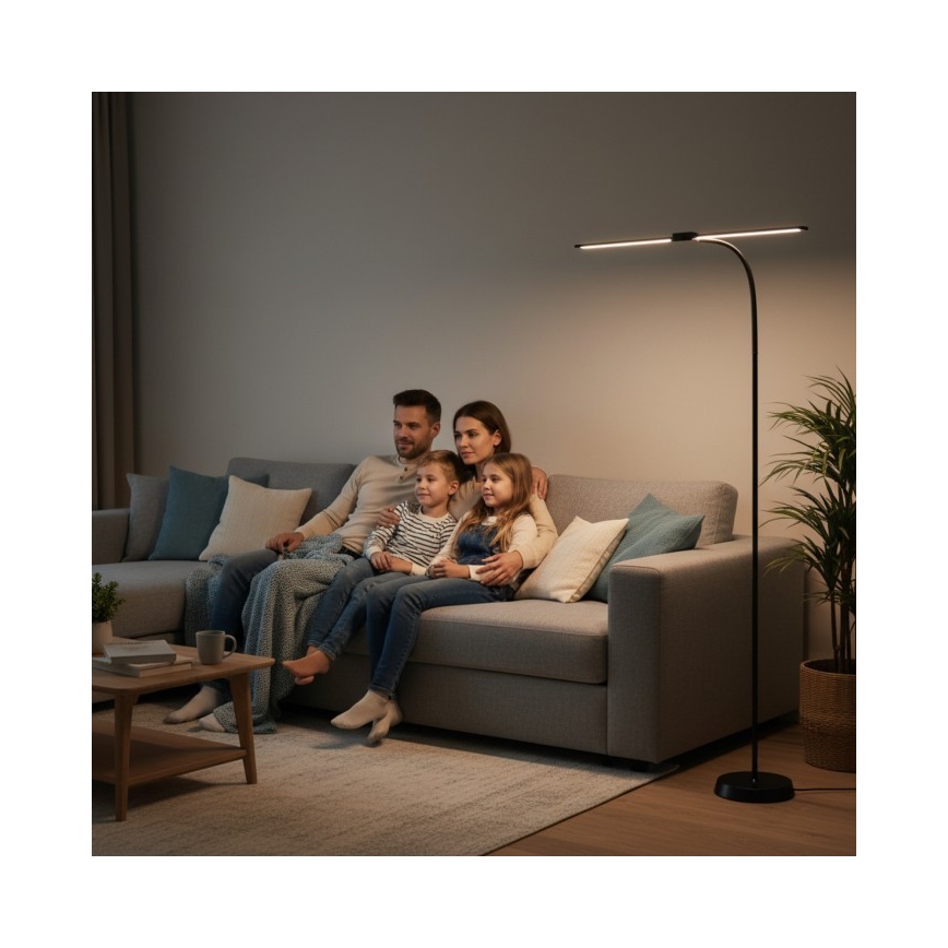 Candeeiro de pé LED regulável TEILO LED/14W/230V 3000/4000/6000K preto