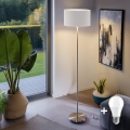 Candeeiro de pé LED TUNJA 1xE27/20W/230V Ø 38 cm cromado fosco/branco