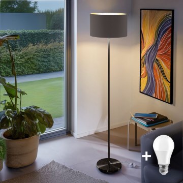 Candeeiro de pé LED TUNJA 1xE27/20W/230V Ø 38 cm preto/taupe