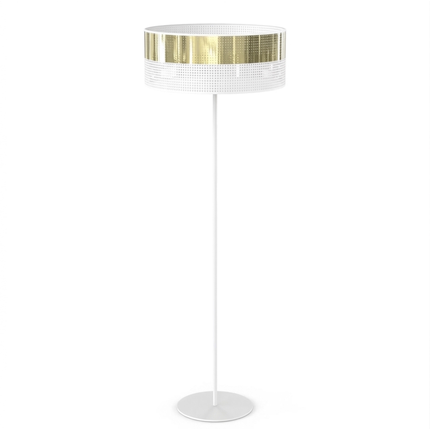Candeeiro de pé LUX 1xE27/15W/230V branco/dourado