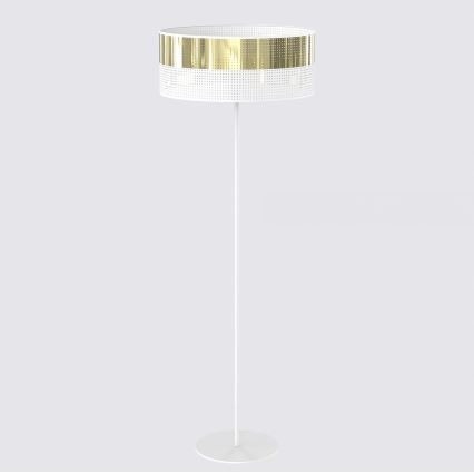 Candeeiro de pé LUX 1xE27/15W/230V branco/dourado