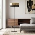 Candeeiro de pé LUX 1xE27/15W/230V preto/dourado