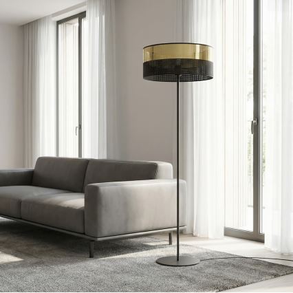 Candeeiro de pé LUX 1xE27/15W/230V preto/dourado