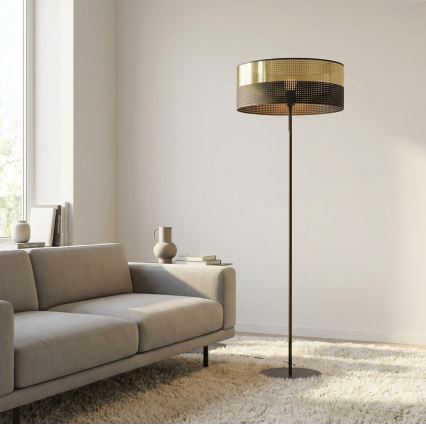Candeeiro de pé LUX 1xE27/15W/230V preto/dourado