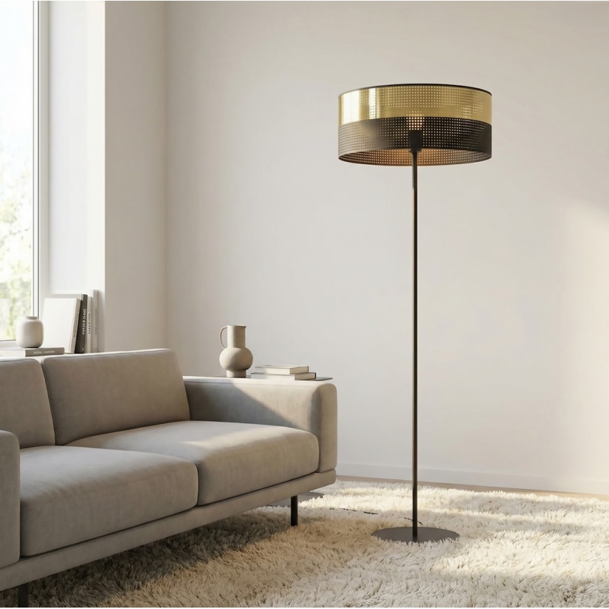 Candeeiro de pé LUX 1xE27/15W/230V preto/dourado