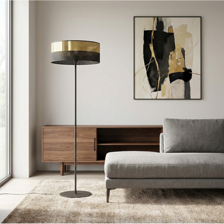 Candeeiro de pé LUX 1xE27/15W/230V preto/dourado