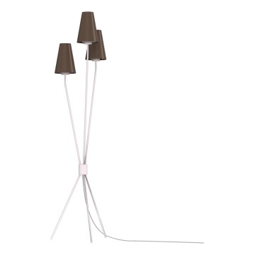 Candeeiro de pé TREFOT 3xE14/15W/230V castanho/creme