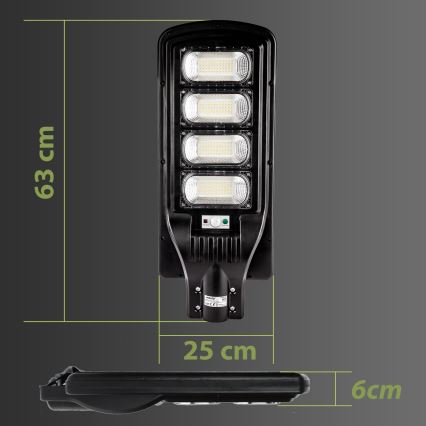 Candeeiro de rua solar LED regulável com sensor LED/240W/6V 11000 mAh 6500K IP65 preto + comando