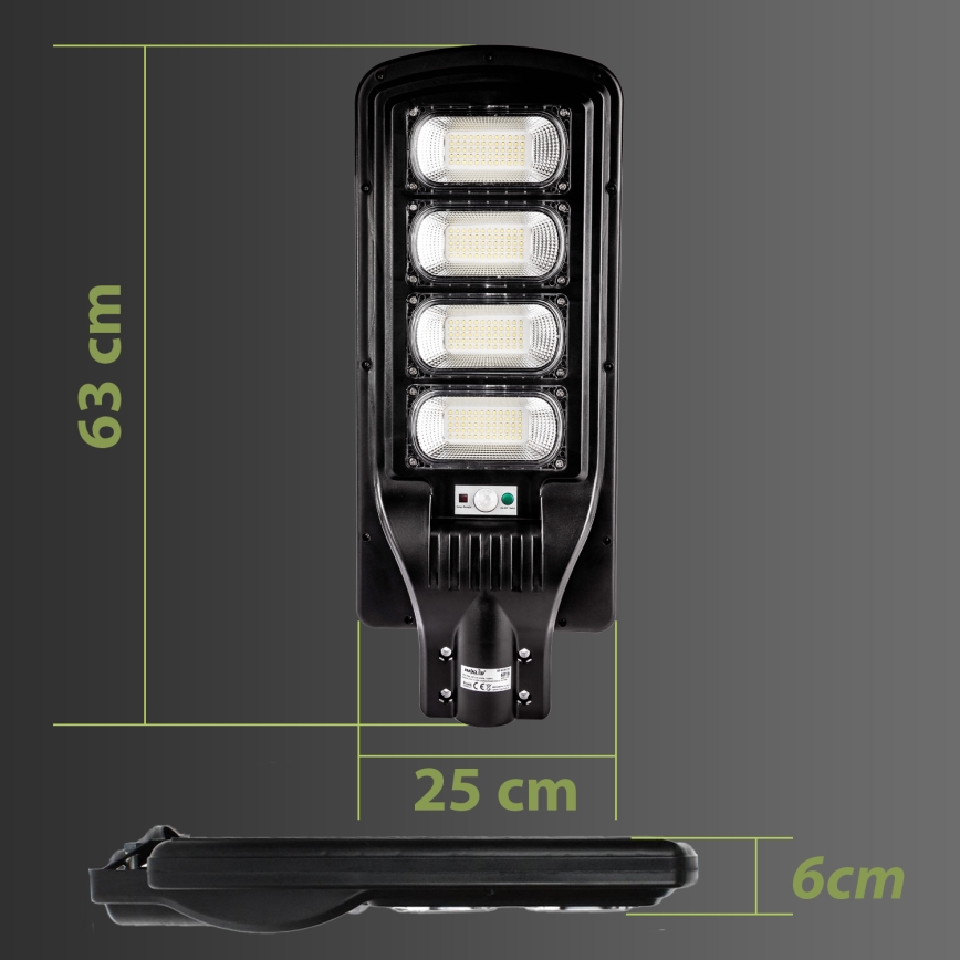 Candeeiro de rua solar LED regulável com sensor LED/240W/6V 11000 mAh 6500K IP65 preto + comando