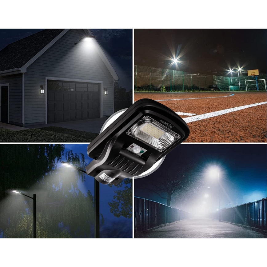 LED Candeeiro de rua solar regulável com sensor LED/60W/6V 5500 mAh 6500K IP65 preto + comando