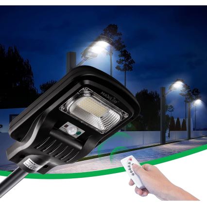 LED Candeeiro de rua solar regulável com sensor LED/60W/6V 5500 mAh 6500K IP65 preto + comando
