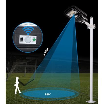 LED Candeeiro de rua solar regulável com sensor LED/60W/6V 5500 mAh 6500K IP65 preto + comando