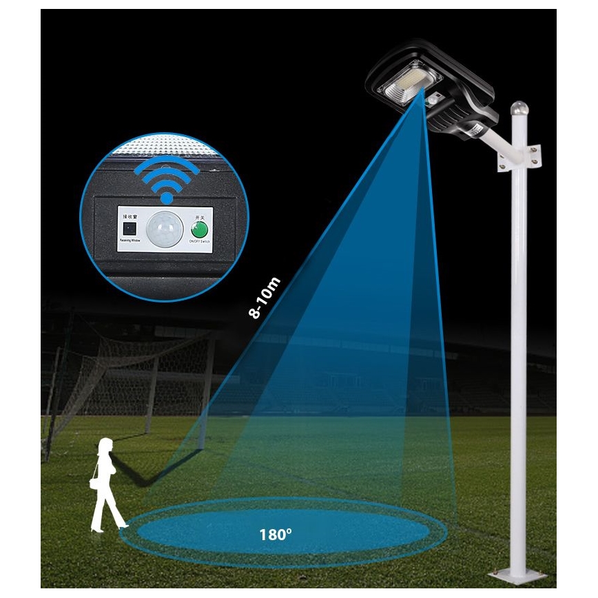 LED Candeeiro de rua solar regulável com sensor LED/60W/6V 5500 mAh 6500K IP65 preto + comando
