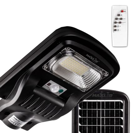 LED Candeeiro de rua solar regulável com sensor LED/60W/6V 5500 mAh 6500K IP65 preto + comando