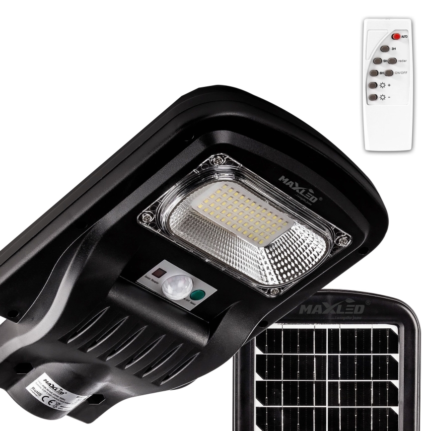 LED Candeeiro de rua solar regulável com sensor LED/60W/6V 5500 mAh 6500K IP65 preto + comando