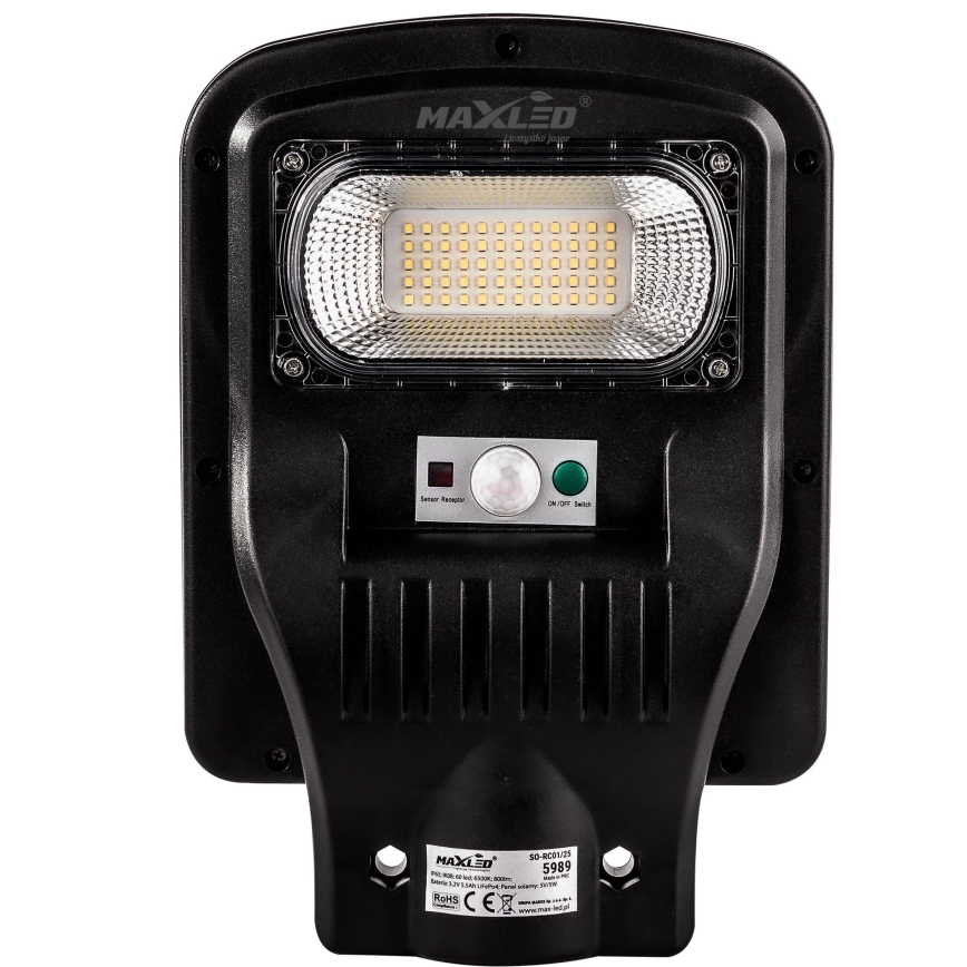 LED Candeeiro de rua solar regulável com sensor LED/60W/6V 5500 mAh 6500K IP65 preto + comando