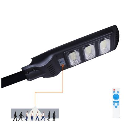 Candeeiro de rua LED solar regulável com sensor de movimento e anoitecer URBI LED/8W/3,2V 6500K IP54 10000 mAh + comando