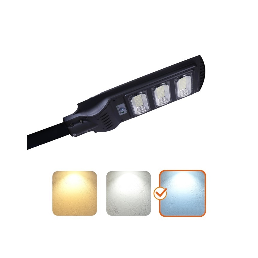 Candeeiro de rua LED solar regulável com sensor de movimento e anoitecer URBI LED/8W/3,2V 6500K IP54 10000 mAh + comando