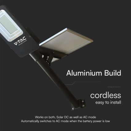 Candeeiro de rua solar híbrido regulável LED/50W/230V 4000K IP65 50000 mAh + comando