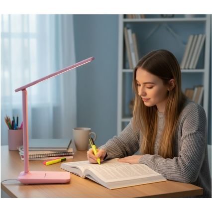 Candeeiro de secretária LED regulável NOBLITE N LED/7W/230V 3000/4000/6500K rosa