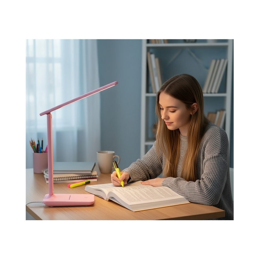 Candeeiro de secretária LED regulável NOBLITE N LED/7W/230V 3000/4000/6500K rosa