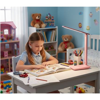 Candeeiro de secretária LED regulável NOBLITE N LED/7W/230V 3000/4000/6500K rosa