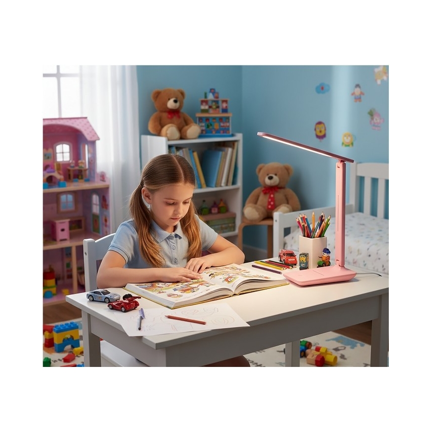 Candeeiro de secretária LED regulável NOBLITE N LED/7W/230V 3000/4000/6500K rosa
