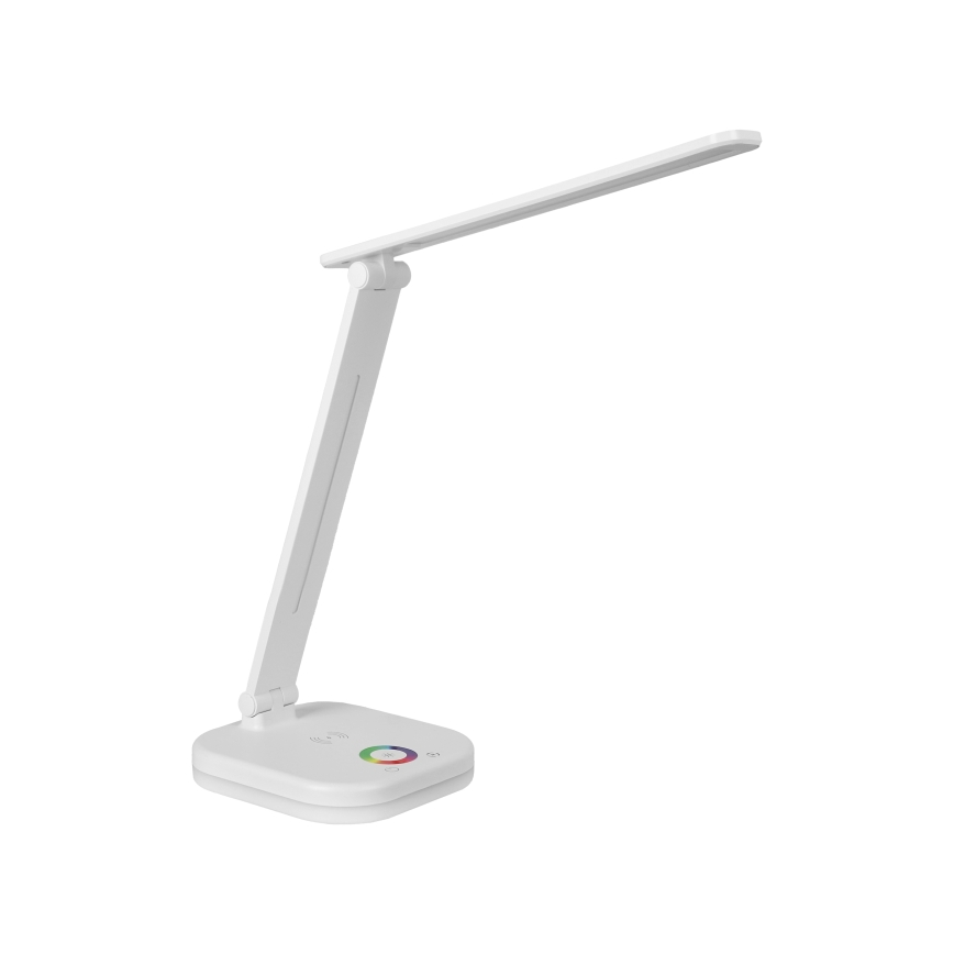 Candeeiro de secretária LED RGBW regulável com carregamento sem fios LED/7W/5V USB branco