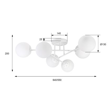 Candeeiro de tecto aplicado MALENA 6xE14/5W/230V branco