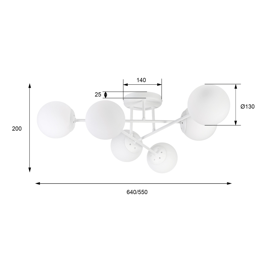 Candeeiro de tecto aplicado MALENA 6xE14/5W/230V branco