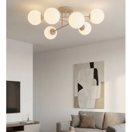 Candeeiro de tecto aplicado ROMA 6xE14/10W/230V bege