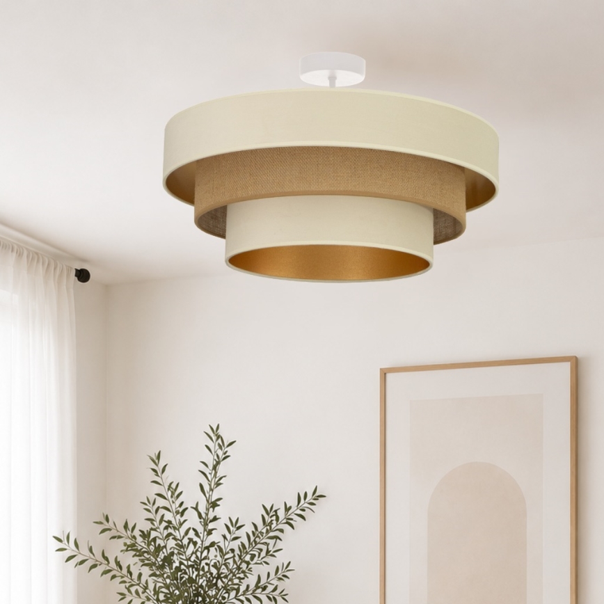 Candeeiro de tecto aplicado WENTA 1xE27/60W/230V diâmetro 50 cm bege/juta