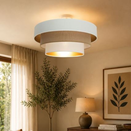 Candeeiro de tecto aplicado WENTA 1xE27/60W/230V Ø 50 cm branco/castanho