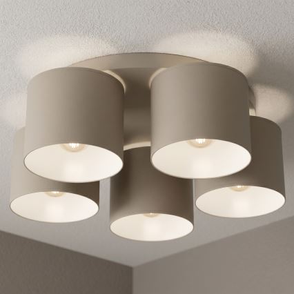 Candeeiro de tecto ARDEN 5xE27/15W/230V Ø 44 cm bege