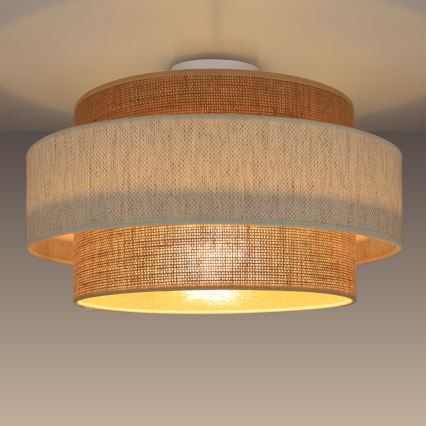 Candeeiro de tecto BOHO 1xE27/60W/230V Ø 40 cm creme/juta