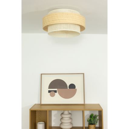 Candeeiro de tecto BOHO 1xE27/60W/230V Ø 40 cm juta/creme