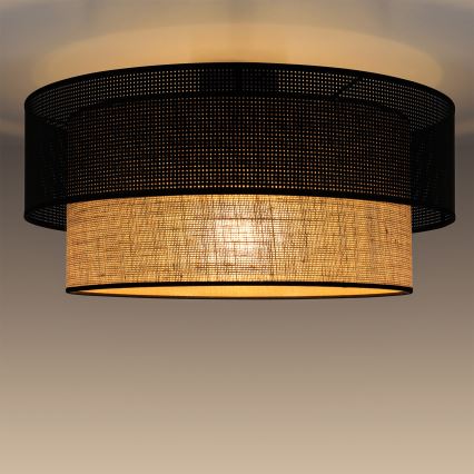 Candeeiro de tecto BORHO 1x E27/60W/230V Ø 50 cm preto/juta