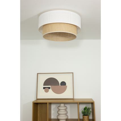 Candeeiro de tecto BORHO 1xE27/60W/230V Ø 40 cm branco/juta