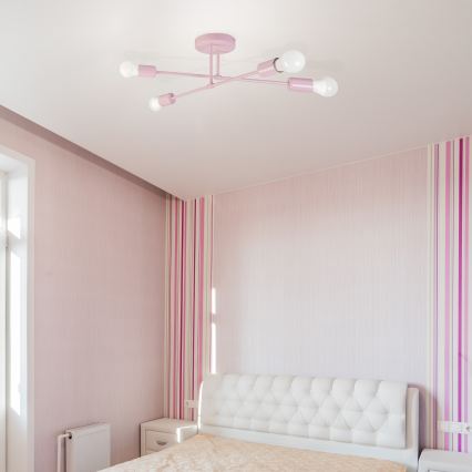 Candeeiro de tecto CAMBRIDGE 4xE27/15W/230V rosa