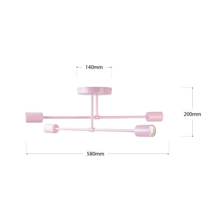 Candeeiro de tecto CAMBRIDGE 4xE27/15W/230V rosa