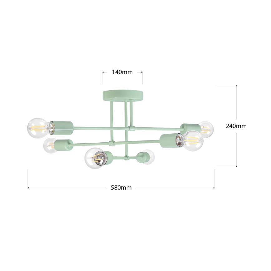 Candeeiro de tecto CAMBRIDGE 6xE27/15W/230V verde