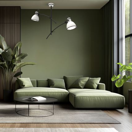 Candeeiro de tecto com haste ZUMBA 2xE27/60W/230V branco/preto