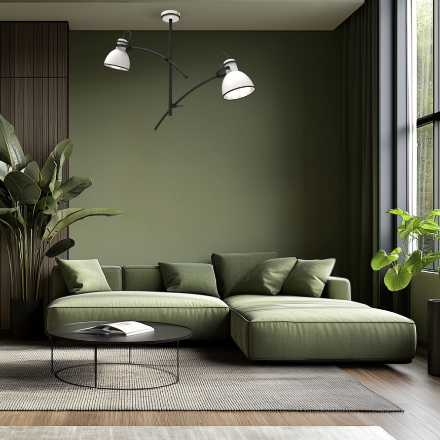 Candeeiro de tecto com haste ZUMBA 2xE27/60W/230V branco/preto