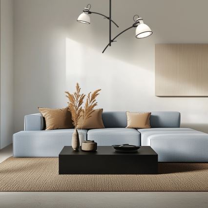 Candeeiro de tecto com haste ZUMBA 2xE27/60W/230V branco/preto